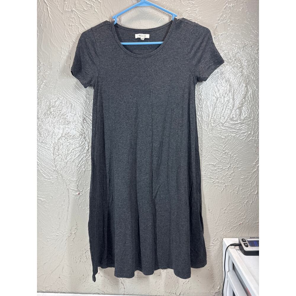 Madewell Swingy Tee Dress Gray Short Sleeve Scoop Neck Stretch Womens Size XXS